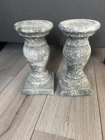 Set van 2 grijze kandelaars, Ophalen, Gebruikt, Metaal, Grijs