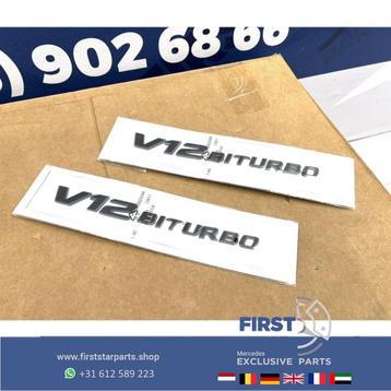 V12 BI TURBO zijscherm EMBLEEM SET LOGO BADGE Mercedes BI TU beschikbaar voor biedingen