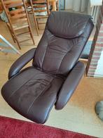 Draaibare TV-Stoel - Donkerbruin Leer, Huis en Inrichting, Fauteuils, Gebruikt, Minder dan 75 cm, Hout, Ophalen of Verzenden