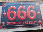 mooi bord 666 voor mancave 2d flad staal, Ophalen of Verzenden, Nieuw, Reclamebord, Plaat of Schild, Overige merken