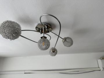 Zilveren lampenduo, plafondlamp en hanglamp beschikbaar voor biedingen