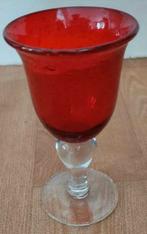 Waterglas,Vintage,bubbeltjes glas,Robijnrood,handgeblazen, Ophalen of Verzenden