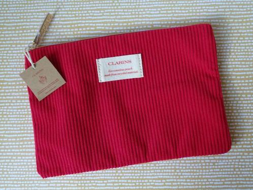 Clarins toilettas rood met streep (wit label), Sieraden, Tassen en Uiterlijk, Toilettassen, Nieuw, Rood, Ophalen of Verzenden