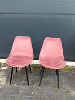 2 x roze velvet eetkamerstoelen, Huis en Inrichting, Stoelen, Ophalen, Zo goed als nieuw, Overige kleuren, Vijf, Zes of meer stoelen