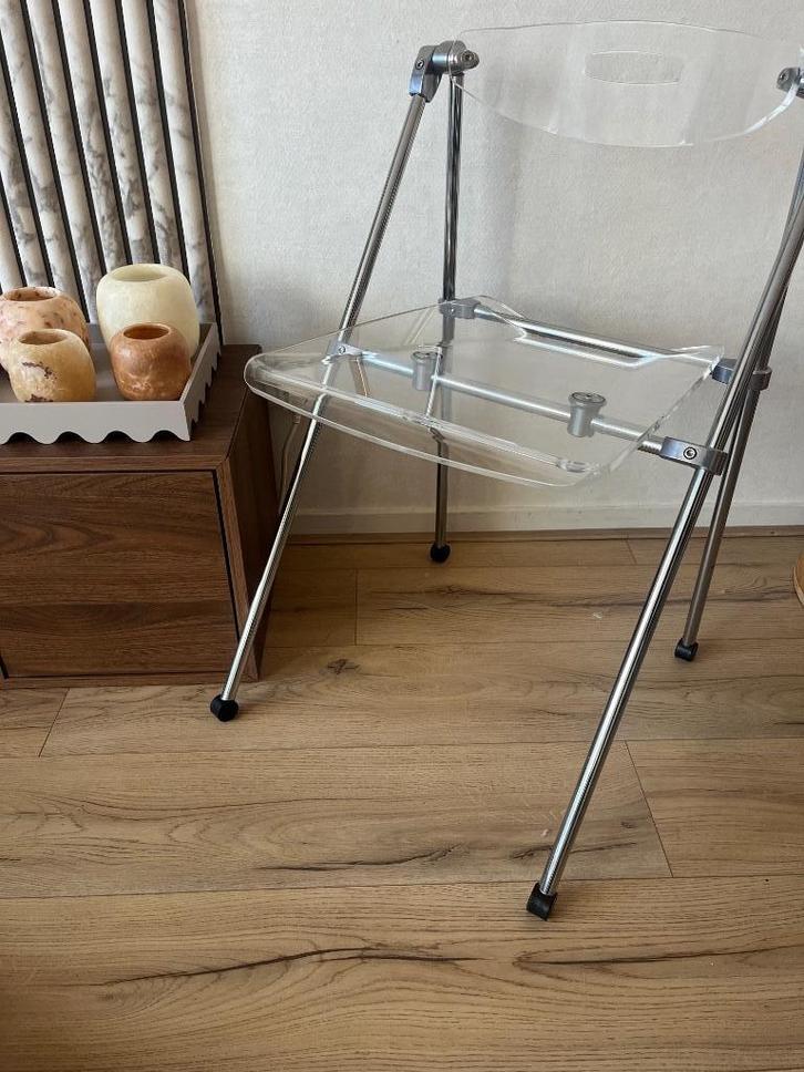 Vintage stoel Giancarlo Piretti voor Castelli chroom chrome, Huis en Inrichting, Stoelen, Gebruikt, Eén, Zwart, Ophalen