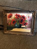 Schilderij met klaprozen in vaas, Ophalen of Verzenden