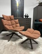 B&B italia Husk Lounge chair + Ottoman stof Elmas terracota, Metaal, 50 tot 75 cm, Ophalen of Verzenden, Zo goed als nieuw