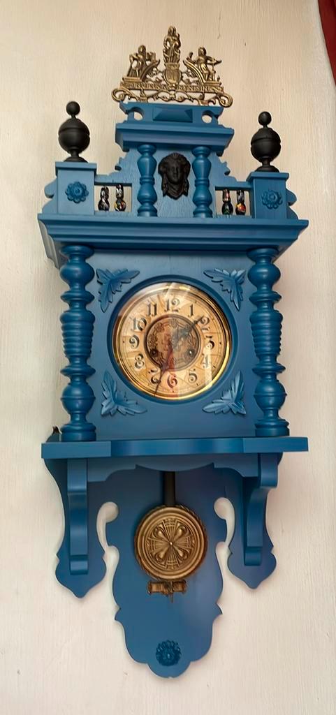 Antieke blauwe klok, Antiek en Kunst, Antiek | Klokken, Ophalen of Verzenden