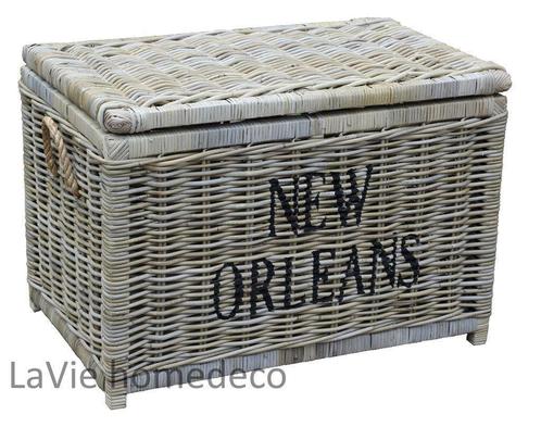 Grote kist van riet New Orleans, Huis en Inrichting, Woonaccessoires | Kisten, Nieuw, Minder dan 50 cm, Minder dan 50 cm, 50 tot 100 cm