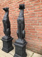 2 statige zwarte honden windhond whippet greyhound, Tuin en Terras, Tuinbeelden, Nieuw, Beton, Ophalen