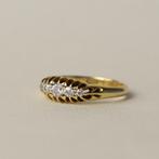 prachtige antieke (1907) 18 karaat gouden ring met diamanten, Verzenden, Goud, Ring, Met edelsteen