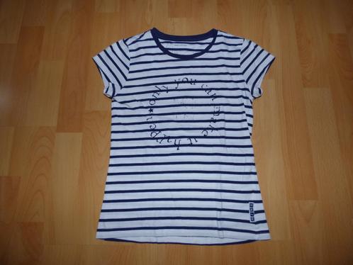 Blauw/wit gestreept t-shirt van Mine, maat 134/140 ZGAN!, Kinderen en Baby's, Kinderkleding | Maat 134, Zo goed als nieuw, Meisje