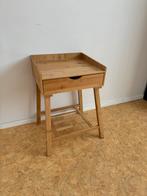 Houten Bamboe bijzettafel met lade, Minder dan 55 cm, Zo goed als nieuw, Rechthoekig, Hout