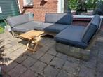 Loungeset 3 palletbanken met Karwei palletkussens, Ophalen, Gebruikt, Bank