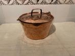antieke roodkoperen koperen pan met deksel zwaluwstaart, Ophalen of Verzenden