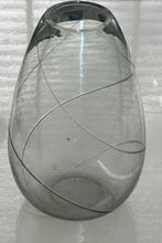 Copier Leerdam Vintage Glazen Vaas met mooie swirl erin wit, Ophalen of Verzenden