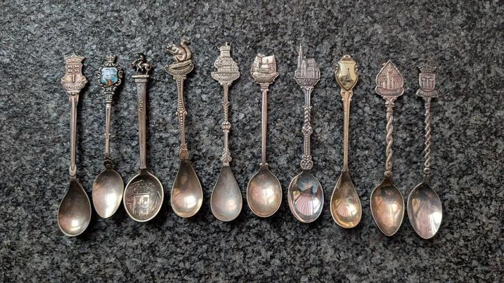 Verzilverde Vintage Theelepels - Holland & Curaçao, Antiek en Kunst, Antiek | Bestek, Ophalen of Verzenden