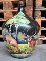 Antieke gistfles vaas hert kerst bloemen, Ophalen of Verzenden