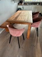 Robuuste teakhout eettafel + eetkamerbank  2.00 x  0.96 mtr, Huis en Inrichting, Tafels | Eettafels, Ophalen, Teakhout, Zo goed als nieuw