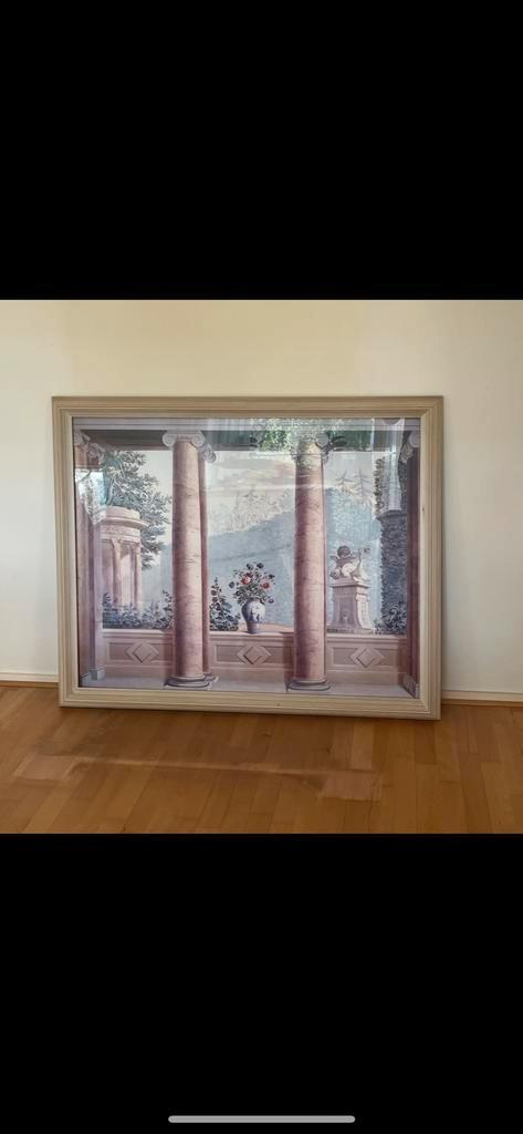 Ingelijste wanddecoratie in houten lijst, Huis en Inrichting, Woonaccessoires | Lijsten, Zo goed als nieuw, 75 cm of meer, 125 cm of meer