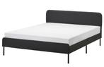 IKEA SLATTUM bed – Vissle donkergrijs, 140x200 cm, Ophalen, Tweepersoons, 140 cm, 200 cm