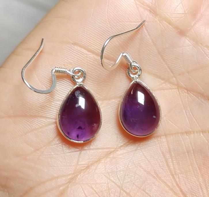 zilveren oorbellen met natuurlijke Amethist steen zilver 925, Sieraden, Tassen en Uiterlijk, Oorbellen, Nieuw, Hangers, Zilver