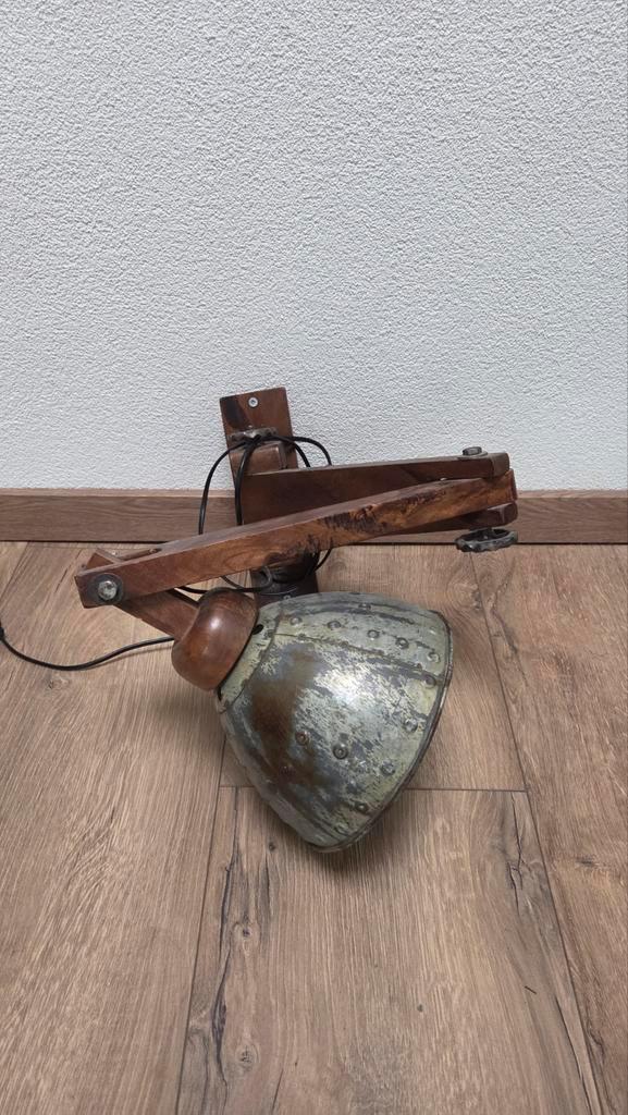 Industriële schaarlamp - Vintage Design, Huis en Inrichting, Lampen | Wandlampen, Gebruikt, Hout, Metaal, Ophalen