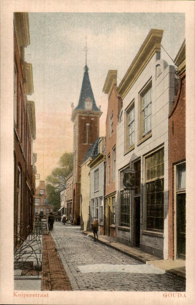 Gouda - Kuiperstraat, Verzamelen, Ansichtkaarten | Nederland, Ongelopen, Utrecht, Voor 1920, Ophalen of Verzenden