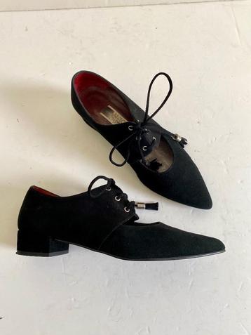 J472 Maat 38 Leren schoenen pumps balleria's leer vintage beschikbaar voor biedingen