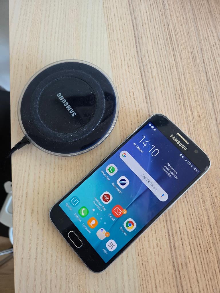 Samsung galaxy s6 inclusief draadloze lader, Telecommunicatie, Mobiele telefoons | Samsung, Gebruikt, Overige modellen, Zwart