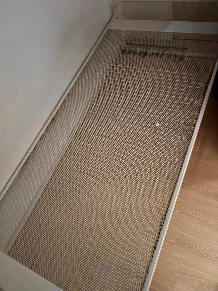 Vintage ijzeren auping eenpersoonsbed, Huis en Inrichting, Slaapkamer | Bedden, Ophalen, Gebruikt, Eenpersoons, Wit