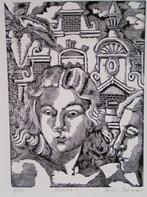 Hubert Bekman prachtige houtgravure op Ets papier 1941 (NHS), Ophalen of Verzenden