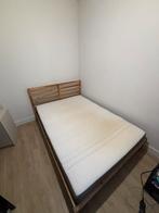 140x200cm wooden bed frame + matress to sell, Ophalen, Gebruikt, Bruin, Tweepersoons