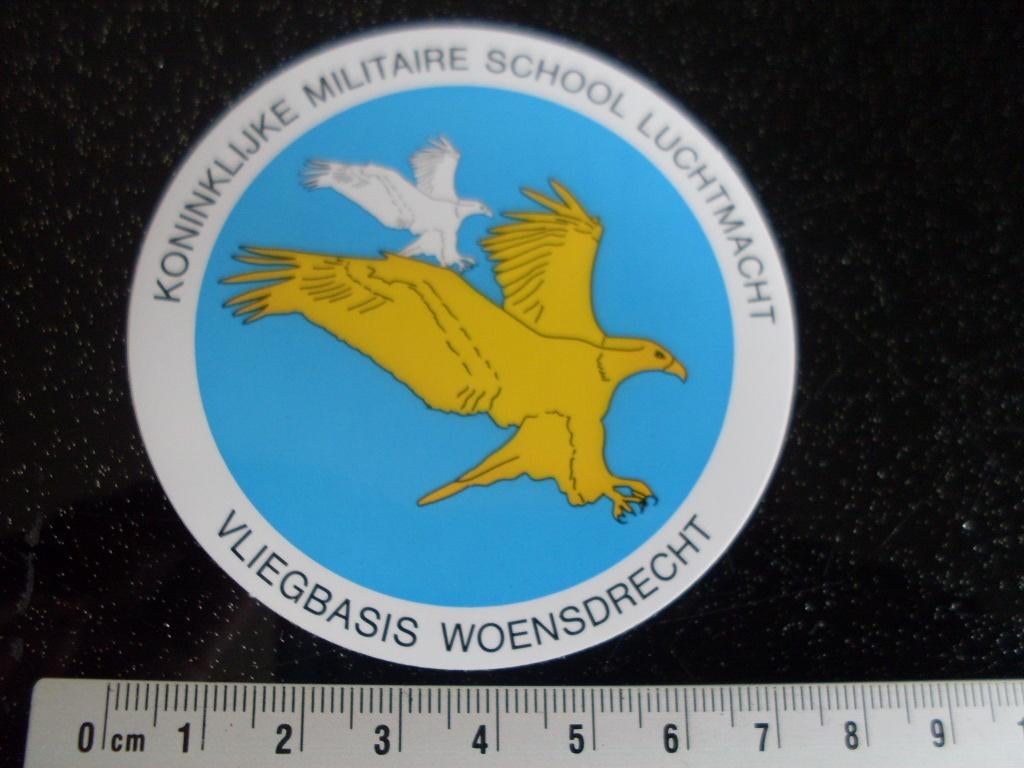 sticker militaire school luchtmacht vliegbasis woensdrecht, Verzamelen, Verzenden, Zo goed als nieuw, Bedrijf of Vereniging