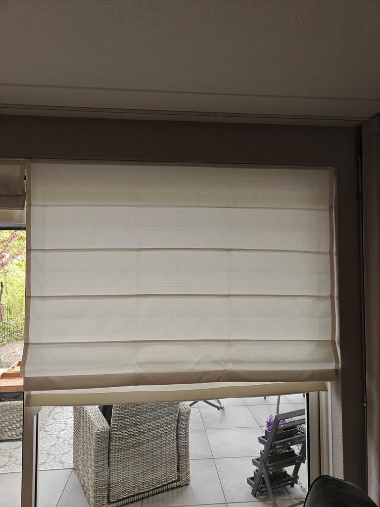 Lichtdoorlatende vouwgordijnen - Crème/Beige, Crème, 100 tot 150 cm, Ophalen of Verzenden, Zo goed als nieuw