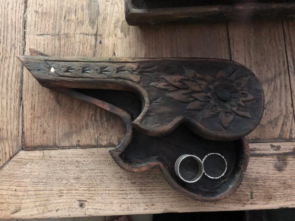 Oud houten ophium doosje Oosters india bohemian, Ophalen of Verzenden