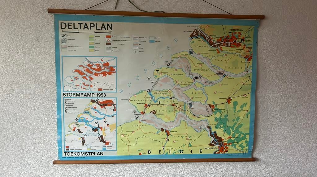 Schoolplaat: Deltaplan/Stormramp 1953/Toekomstplan, Antiek en Kunst, Ophalen of Verzenden, Aardrijkskunde