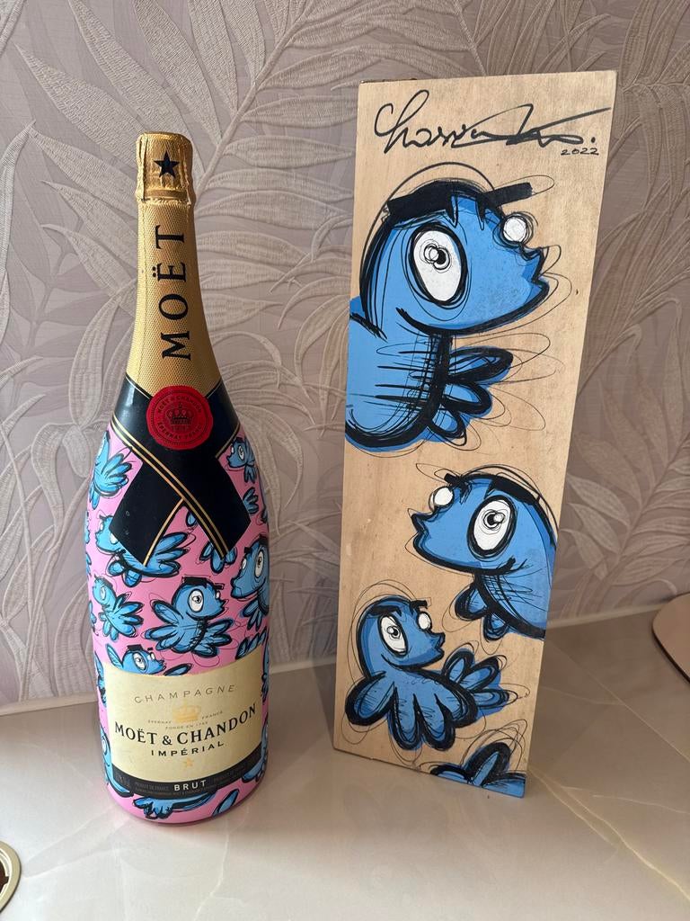 Loes van Delft Moët & Chandon 3L Pjip Champagnefles Kunst, Ophalen