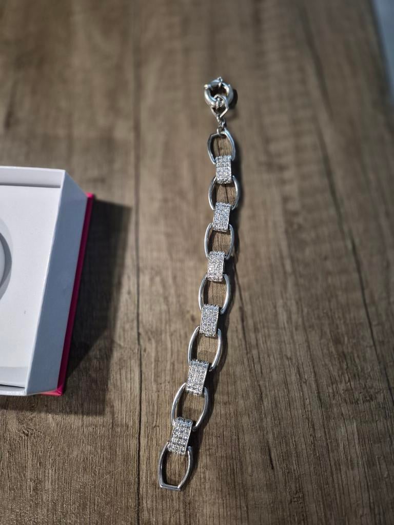 Zinzi Armband Zilver 21 cm met Zirkonia, Met kristal, Ophalen of Verzenden, Zo goed als nieuw, Zilver