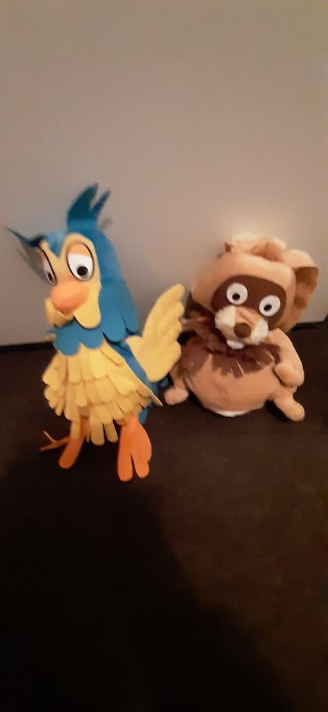 Fabeltjeskrant handpoppen: Meneer de Uil en Willem Bever, Ophalen of Verzenden
