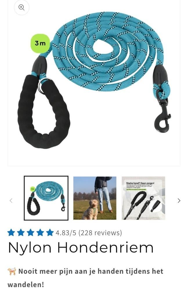 Hondenriem, Dieren en Toebehoren, Ophalen, Nieuw, Hondenriem