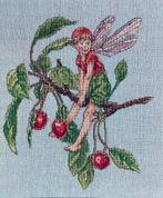 Borduurwerk, zijde, flower fairy, kers, vintage, Ophalen, Gebruikt, Handborduren, Overige typen