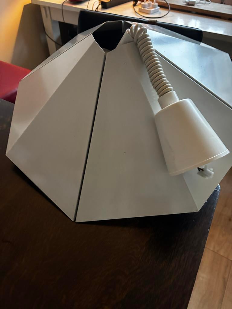 Witte metalen lamp met trekkoord, Ophalen of Verzenden, Gebruikt, Metaal, Minder dan 100 cm