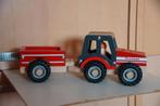houten tractor met aanhanger, Ophalen of Verzenden, Zo goed als nieuw, Duw- of Trekspeelgoed