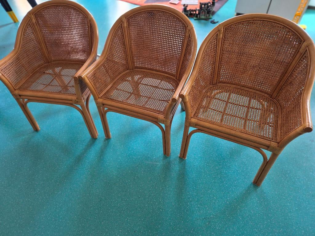 3 rohe vintage tafel stoelen, Ophalen, Gebruikt, Drie, Bruin