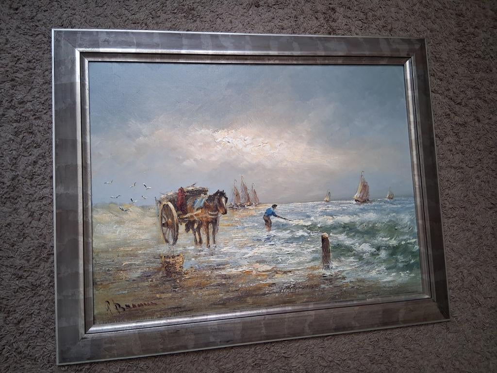 Peter Brouwer Texel strandjutter strand gezicht zeilboot, Antiek en Kunst, Ophalen