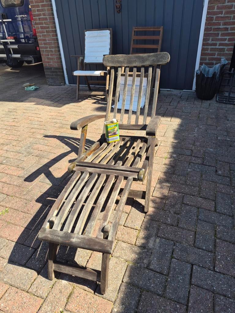 Royal Garden Teak Ligstoel met Beschermolie, Ophalen of Verzenden, Gebruikt, Teakhout