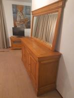 Eikenhouten dressoir met spiegel, Ophalen, Gebruikt, 150 tot 200 cm, Eikenhout