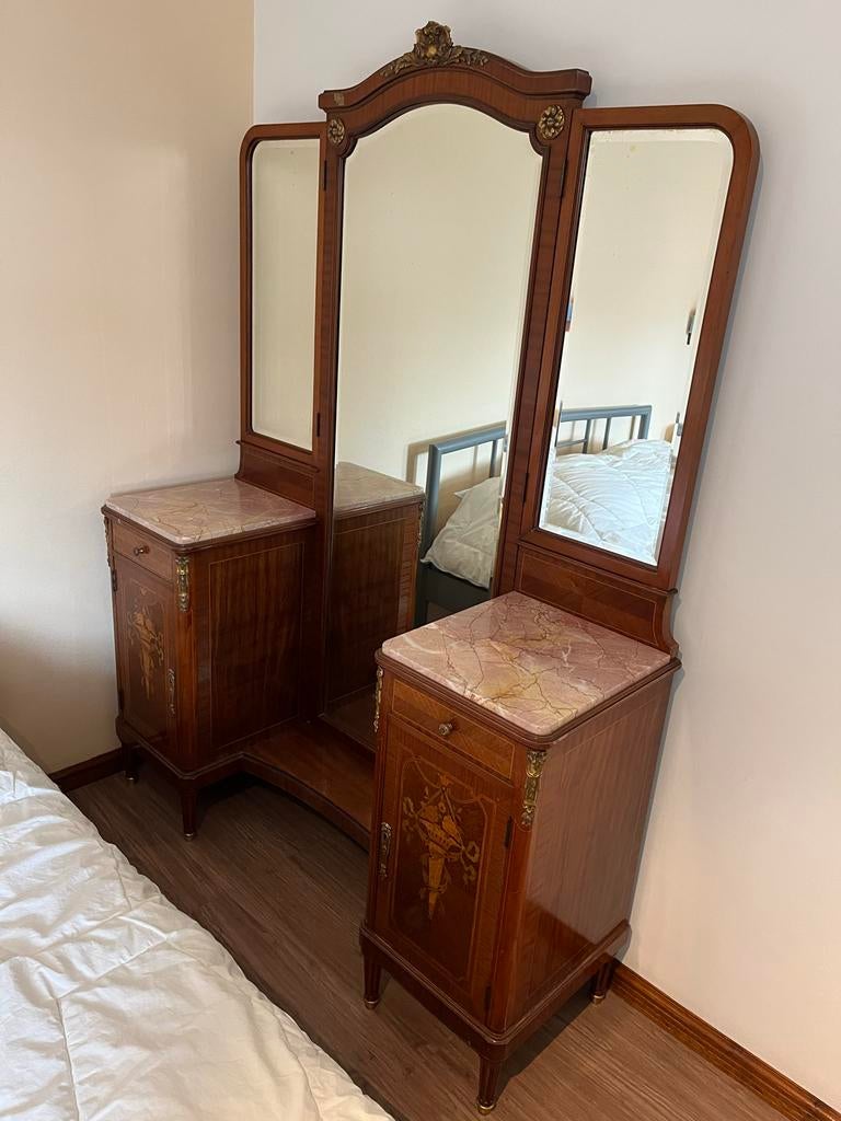 Antieke toilettafel met nachtkastje, Antiek en Kunst, Ophalen