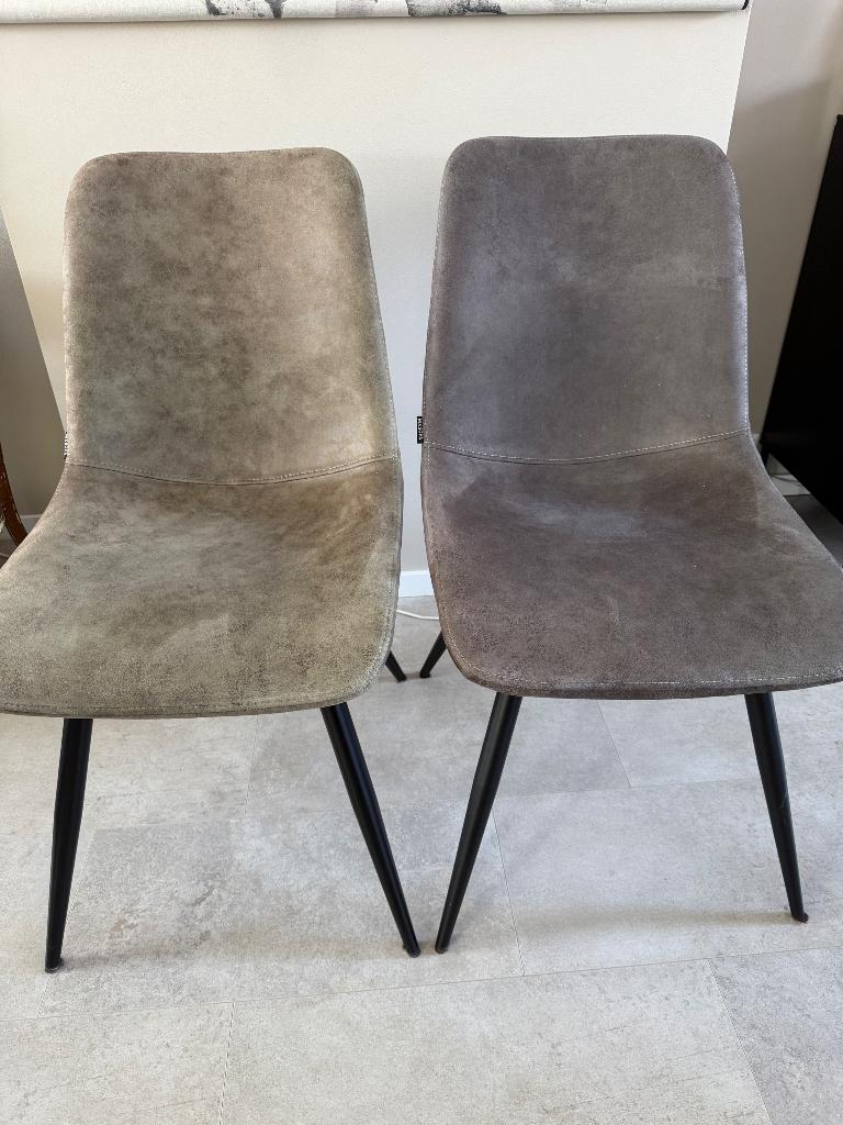 Set van 6 eetkamerstoelen – olijfgroen & grijs, Huis en Inrichting, Stoelen, Ophalen, Gebruikt, Grijs, Vijf, Zes of meer stoelen